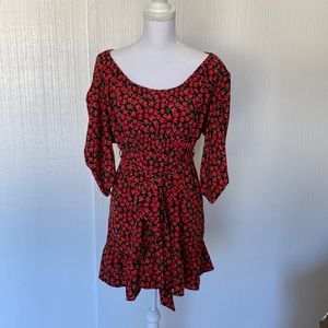 Rose print mini dress